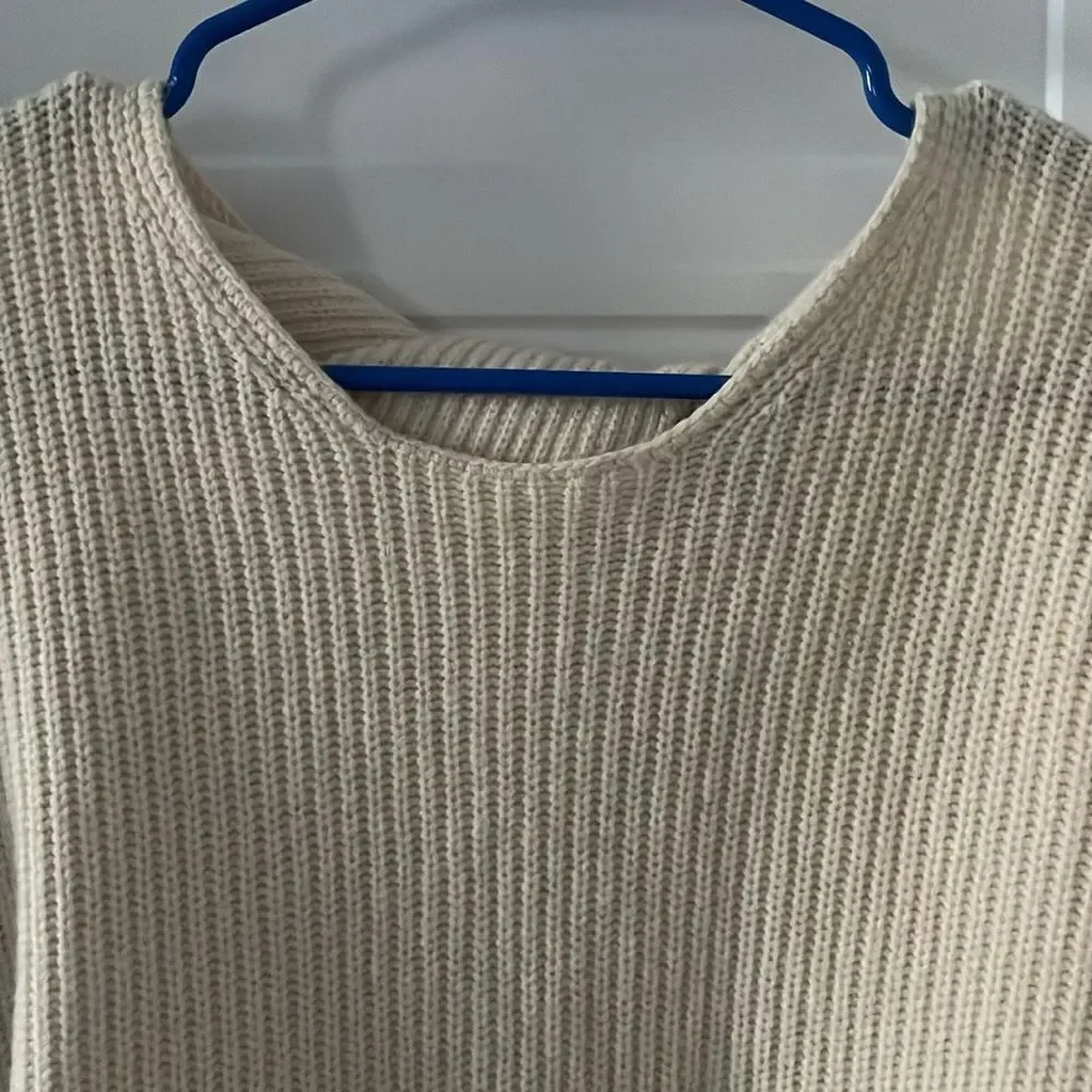 Theory Cream Colored Cashmere Twylina Open Back Sweater